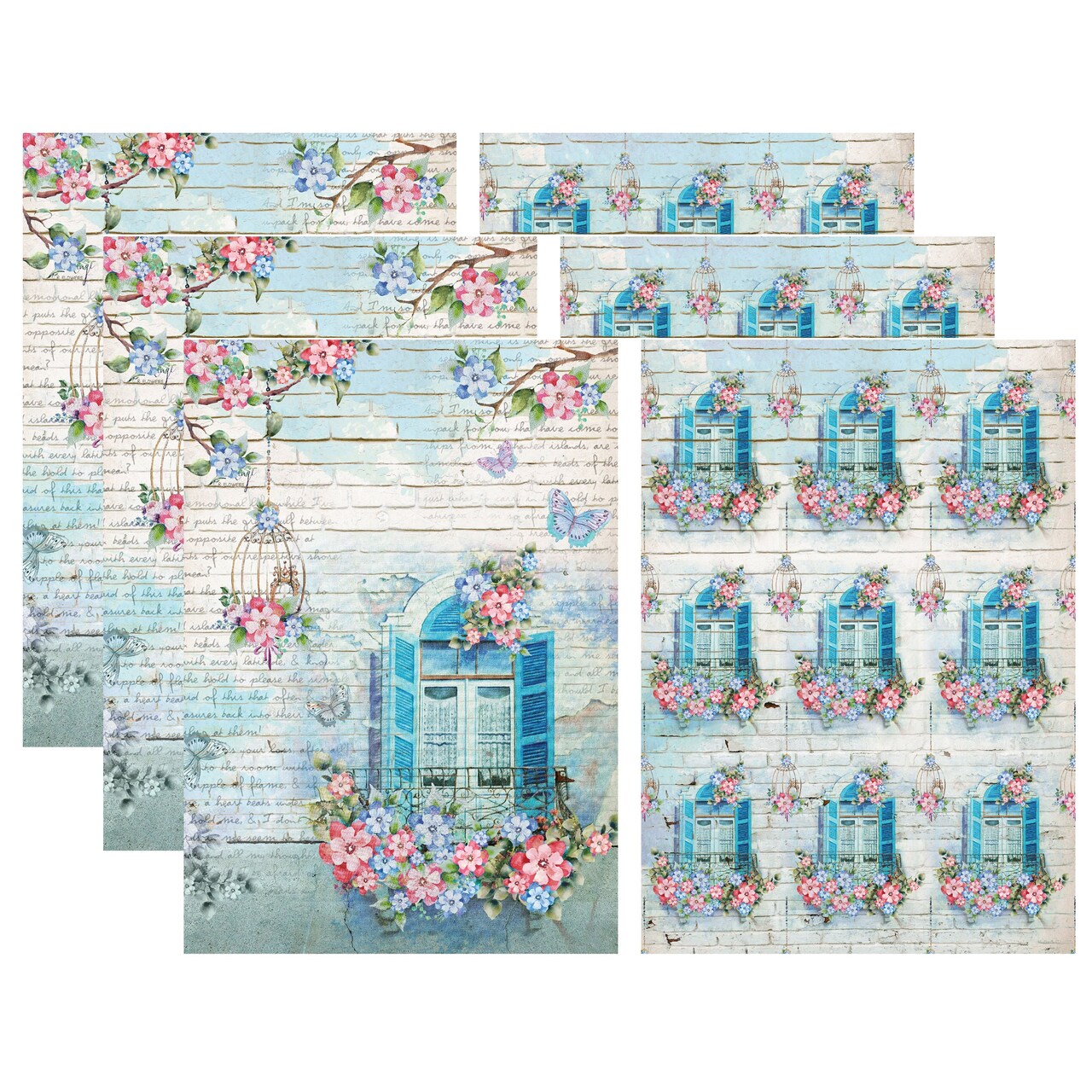 Pack of 3 - Little Birdie Decoupage Filament Paper A4 2/Pkg-Window Garden